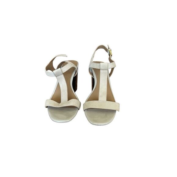 Calvin Klein Womens Cream Leather Open Toe T Strap Block Heel Sandal Size 40 - Picture 6 of 8